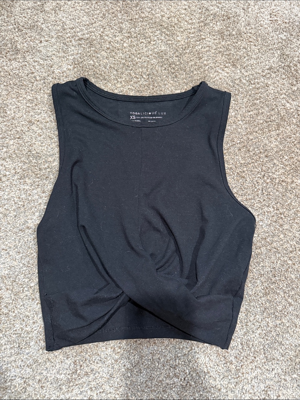 Womens Yoga Black Twist-Front Cropped Tank